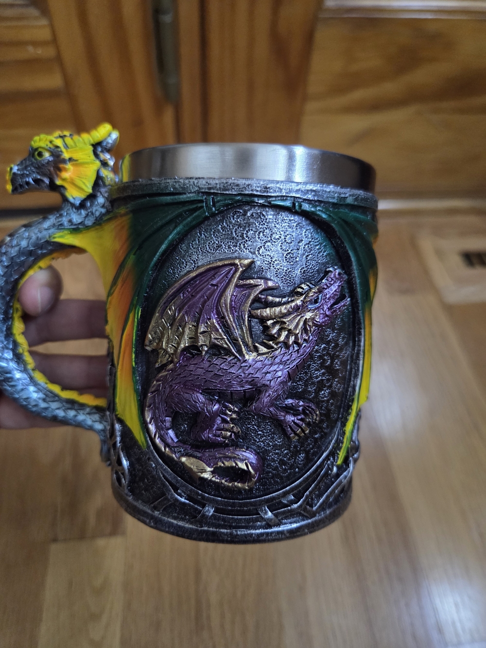 3D Dragon Tankard Mug Stainless Steel Interior Fantasy Gothic Medieval NEW IN BO